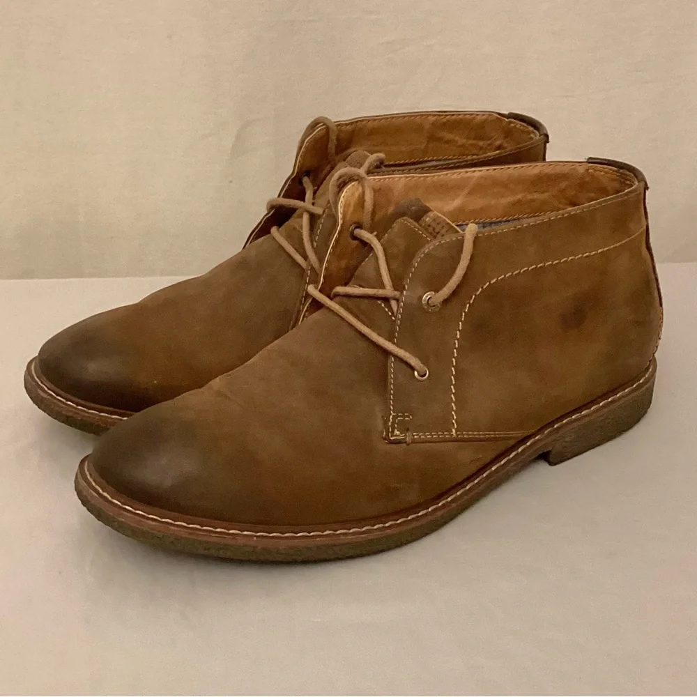 Lucky Brand 11.5 Chukka Leather Ankle Boots Brown Men’s Shoes Logo Lace Up